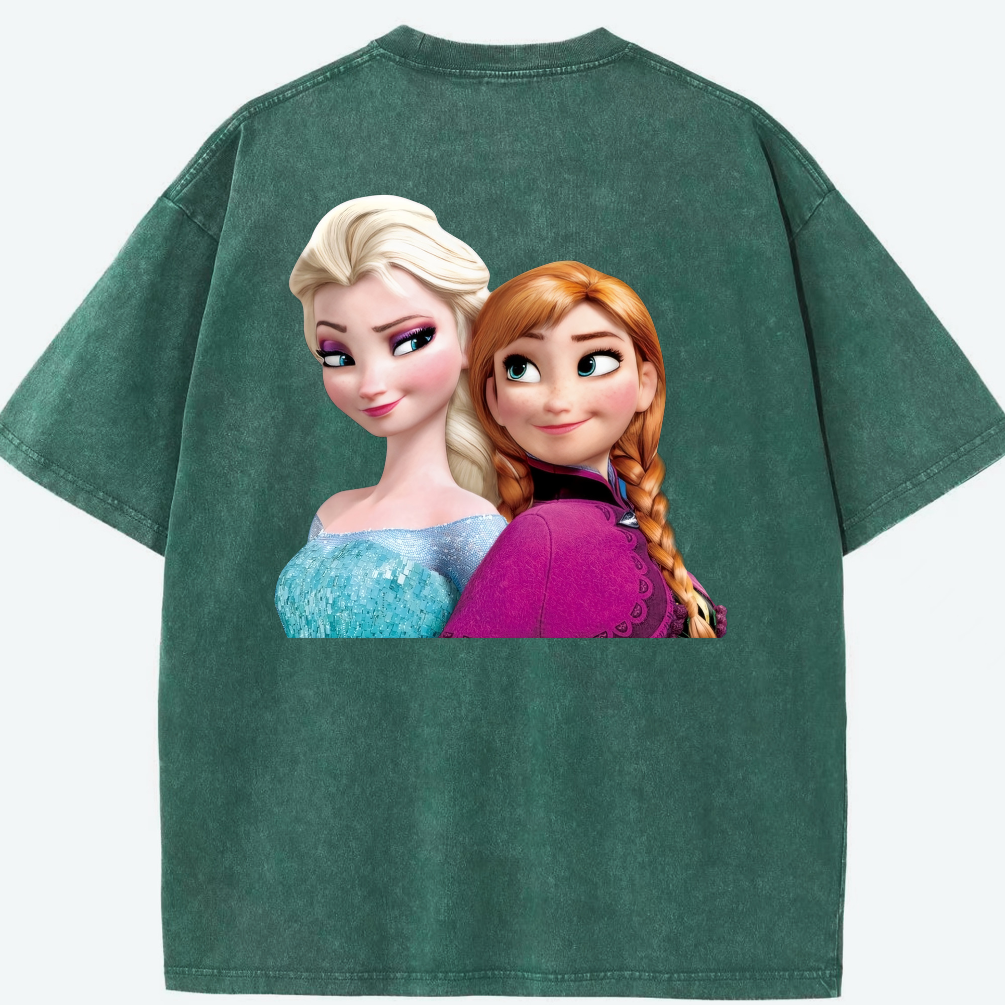 （画像用） アナと雪の女王 アンナ エルサ Frozen Anna Elsa 綿100% ヴィンテージ風 半袖Tシャツ（背面プリント）